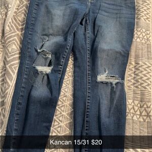 KanCan Women's Blue Distressed Jeans